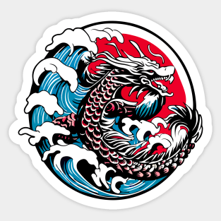 Japanese Wave Dragon Sticker